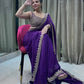 Navy Blue Georgette Saree – Intricate 9MM Sequins & Thread Work