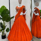 Elegant Ruffle-Style Lehenga Saree in Vibrant Orange