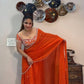 Elegant Ruffle-Style Lehenga Saree in Vibrant Orange