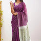 Elegant Contrast Jacquard Lilan Slab Cotton Saree