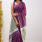 Elegant Contrast Jacquard Lilan Slab Cotton Saree