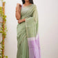Elegant Contrast Jacquard Lilan Slab Cotton Saree