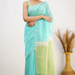 Elegant Contrast Jacquard Lilan Slab Cotton Saree