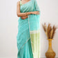 Elegant Contrast Jacquard Lilan Slab Cotton Saree