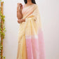 Elegant Contrast Jacquard Lilan Slab Cotton Saree