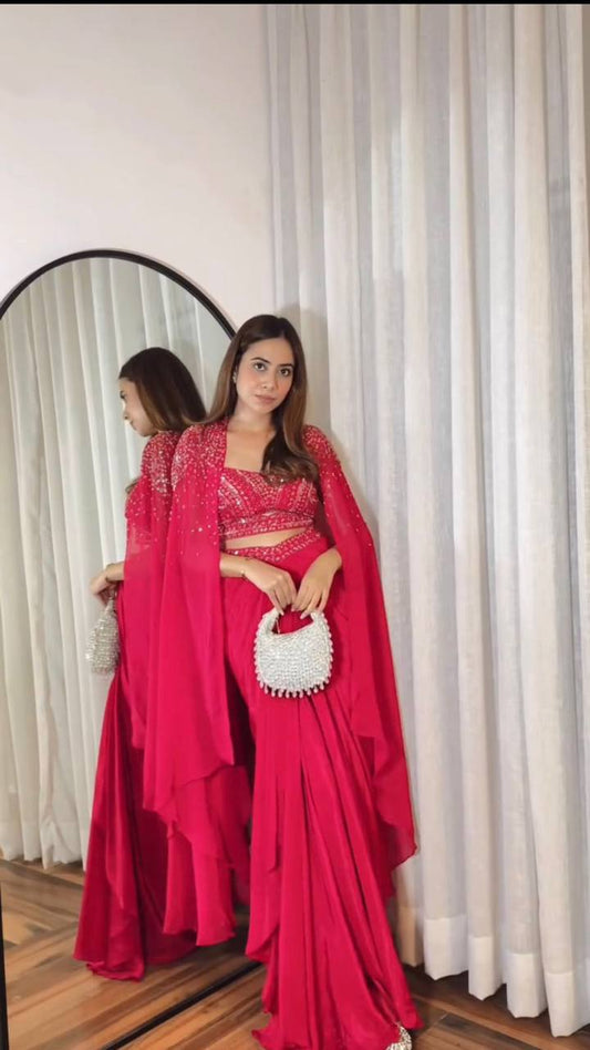 ELEGANT DESIGNER DRAPED SKIRT SET