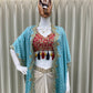 Designer Draped Skirt, Tube Blouse & Shrug