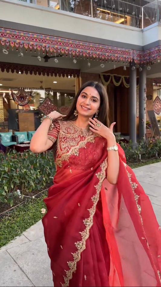 Designer Saree in Heavy Organza Silk