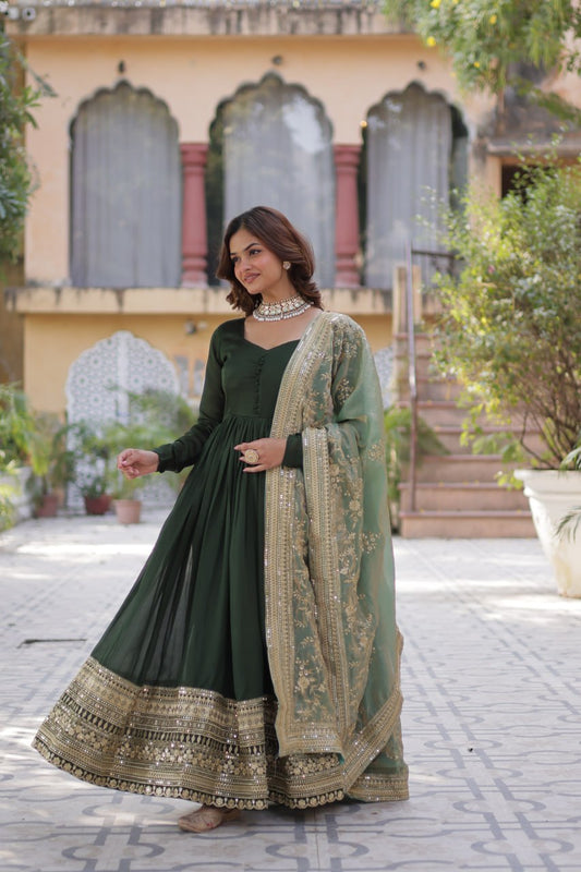 Premium Sequins Embroidered Gowns & Dressess & Dresses with Designer Dupatta
