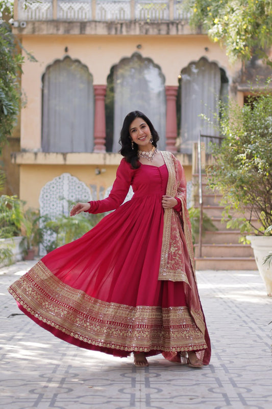 Premium Sequins Embroidered Gowns & Dressess & Dresses with Designer Dupatta