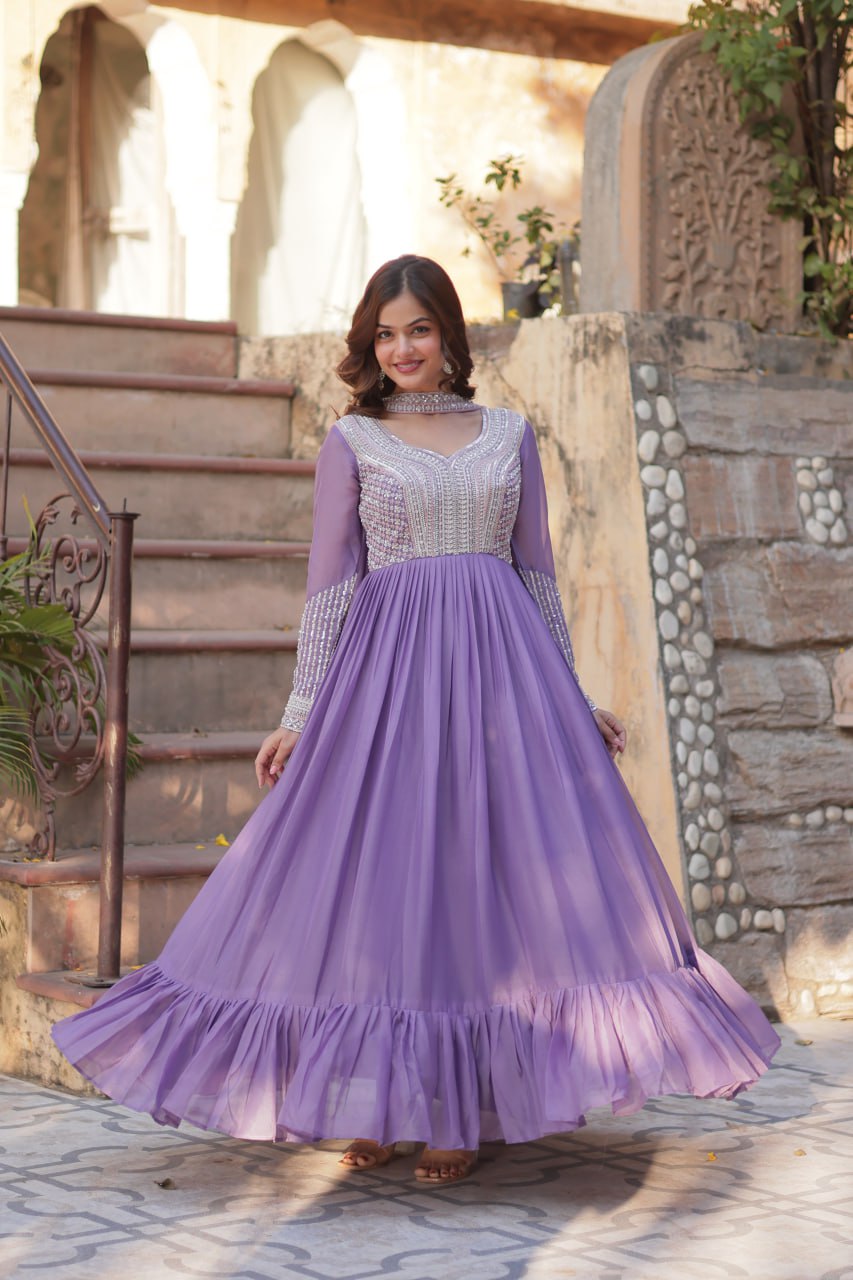 Perfect Partywear Gowns & Dressess & Dresses with Dupatta – Full Sleeves