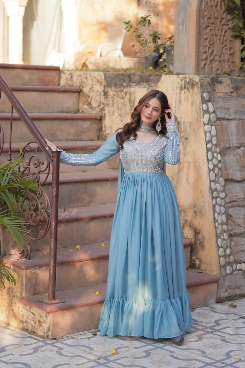 Perfect Partywear Gowns & Dressess & Dresses with Dupatta – Full Sleeves