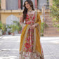 Digital Printed Russian Silk Gowns & Dressess & Dresses with Embroidered Dupatta