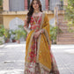 Digital Printed Russian Silk Gowns & Dressess & Dresses with Embroidered Dupatta