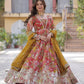 Digital Printed Russian Silk Gowns & Dressess & Dresses with Embroidered Dupatta