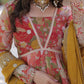 Digital Printed Russian Silk Gowns & Dressess & Dresses with Embroidered Dupatta