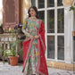 Digital Printed Russian Silk Gowns & Dressess & Dresses with Embroidered Dupatta