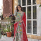 Digital Printed Russian Silk Gowns & Dressess & Dresses with Embroidered Dupatta