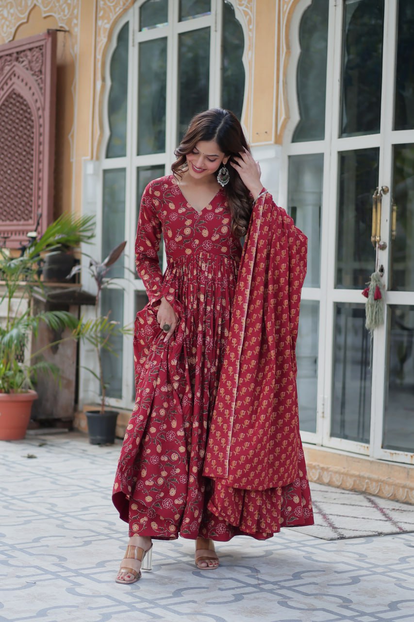 Premium Pure Cotton Suit Set – Top, Bottom & Dupatta