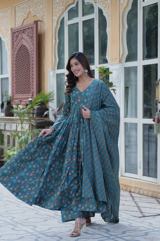 Premium Pure Cotton Suit Set – Top, Bottom & Dupatta