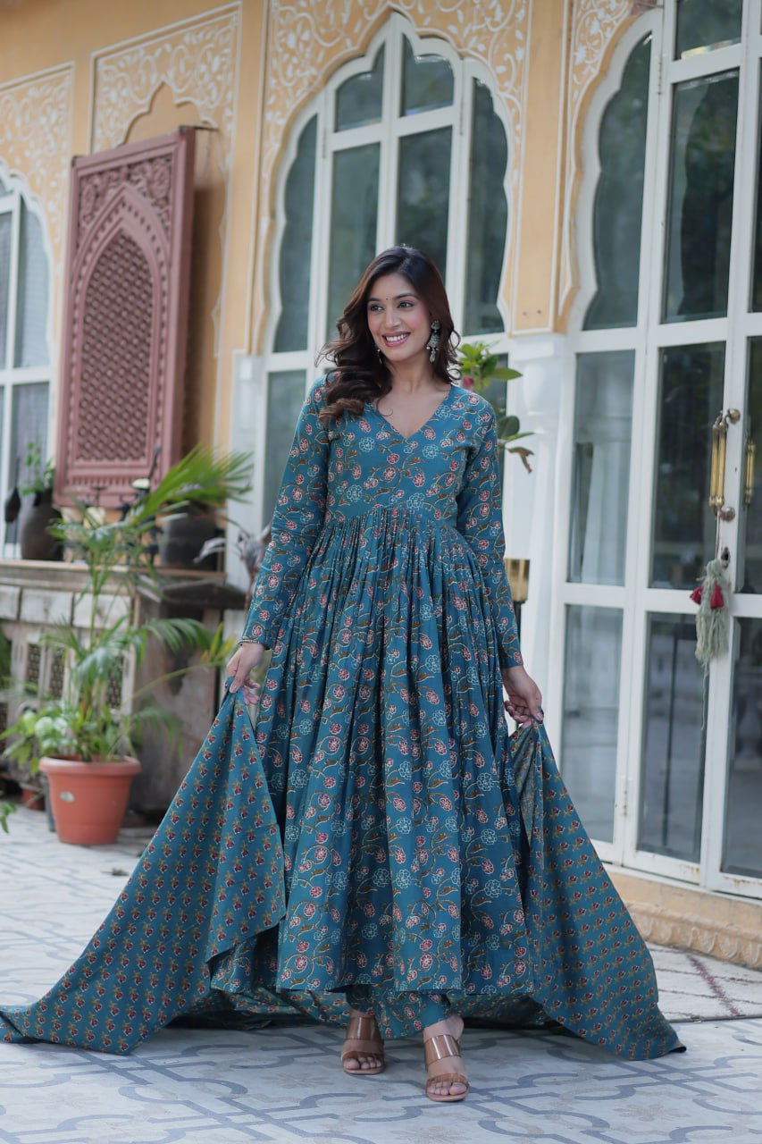 Premium Pure Cotton Suit Set – Top, Bottom & Dupatta