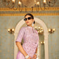 Premium Ready-to-Wear Chinon Drape Saree with Embroidered Blouse