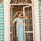 Premium Ready-to-Wear Chinon Drape Saree with Embroidered Blouse