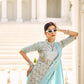 Premium Ready-to-Wear Chinon Drape Saree with Embroidered Blouse