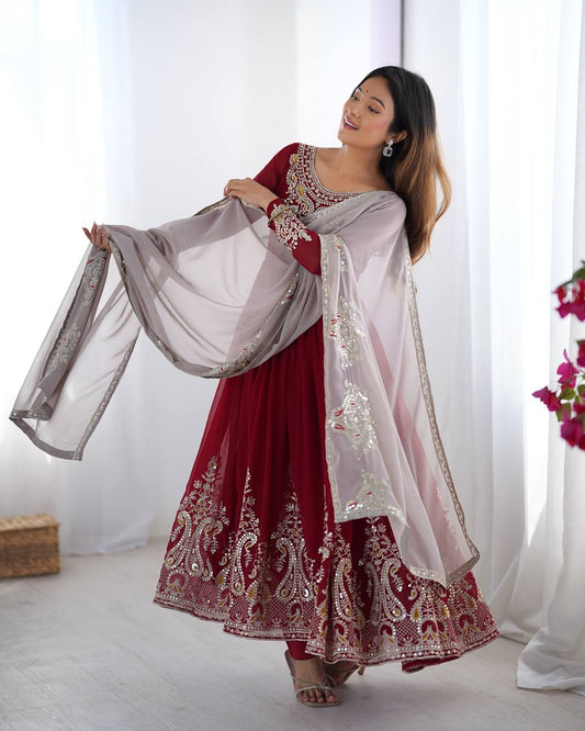 Heavy Designer Party Wear Gowns & Dressess & Dresses with Dupatta – Multy Thread Embroidery & Sequence Work