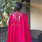 Pink Draped plazo & Mirror work  Blouse with Cape