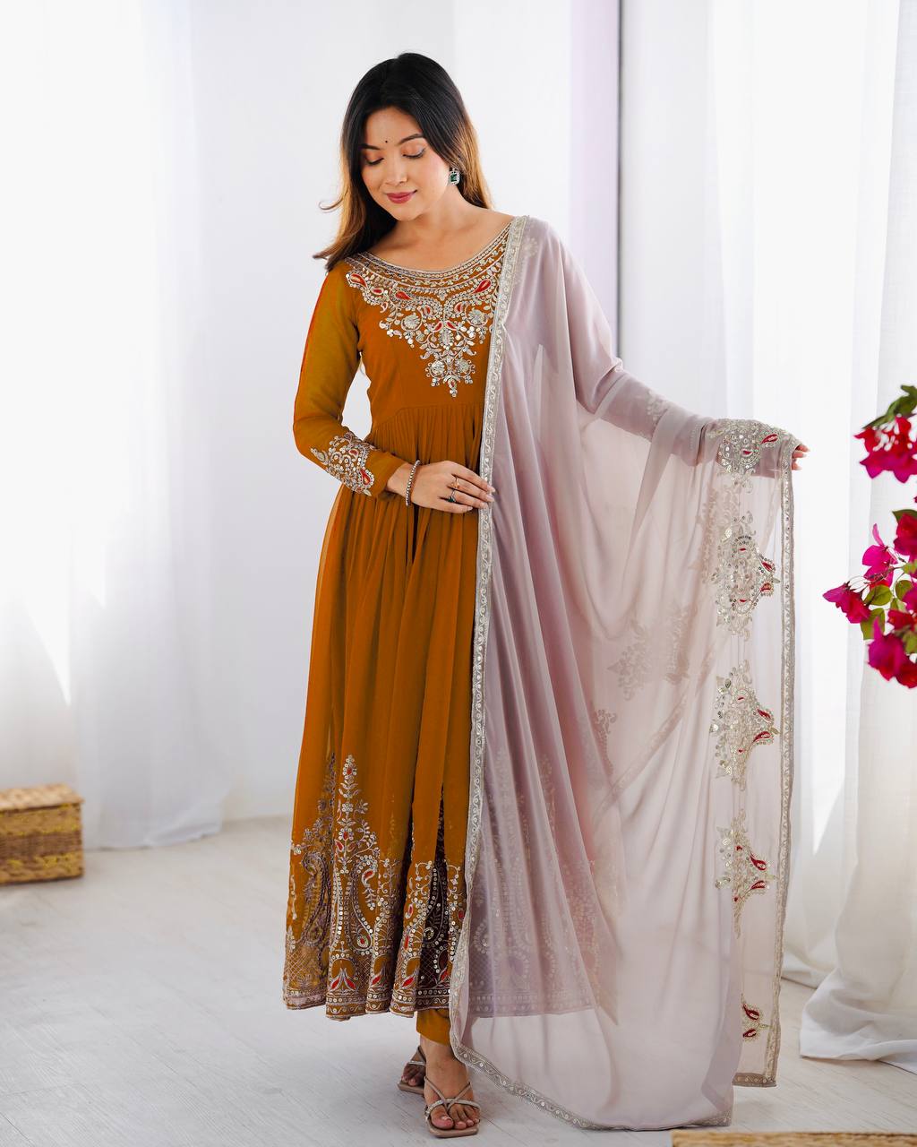Heavy Designer Party Wear Gowns & Dressess & Dresses with Dupatta – Multy Thread Embroidery & Sequence Work
