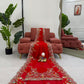 Red Designer Faux Georgette Saree with Thread & Sequence Work