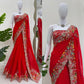 Red Designer Faux Georgette Saree with Thread & Sequence Work