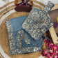 Sky Blue Designer Saree with Cording & Sequins Embroidery | Unstitched Blouse