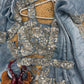 Sky Blue Designer Saree with Cording & Sequins Embroidery | Unstitched Blouse