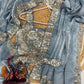 Sky Blue Designer Saree with Cording & Sequins Embroidery | Unstitched Blouse