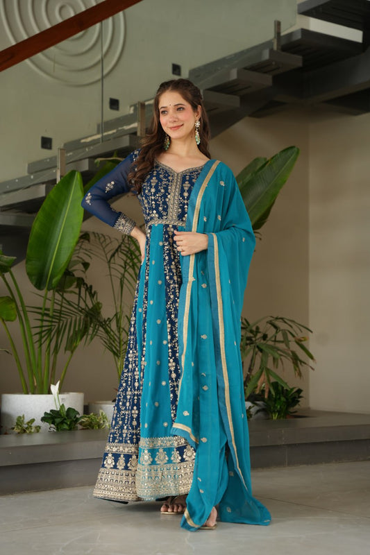 Luxury Zari & Sequins Embroidered Gowns & Dressess & Dresses with Dupatta