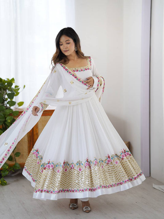 Heavy Georgette Embroidered Party Wear Gowns & Dressess & Dresses with Dupatta