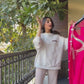 Pink Draped plazo & Mirror work  Blouse with Cape