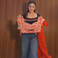 Elegant Ruffle-Style Lehenga Saree in Vibrant Orange