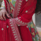 Digital Printed Russian Silk Gowns & Dressess & Dresses with Embroidered Dupatta