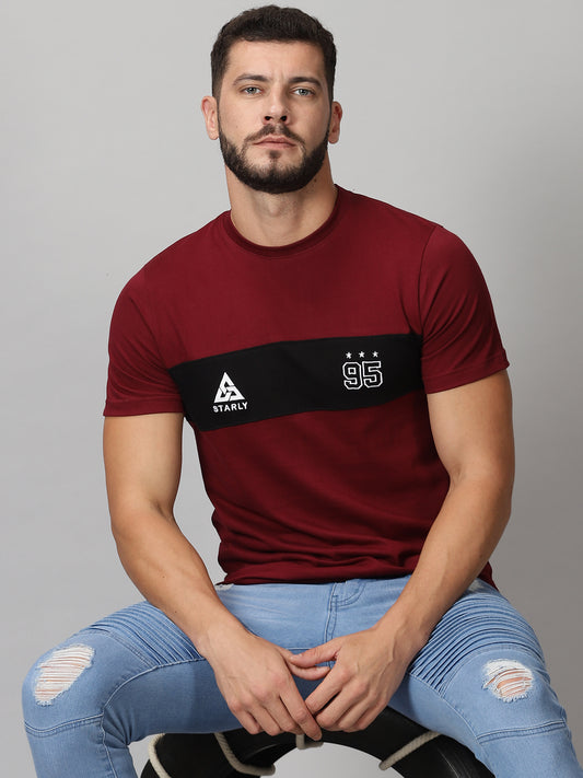 ColourBlocked T-Shirt: Maroon