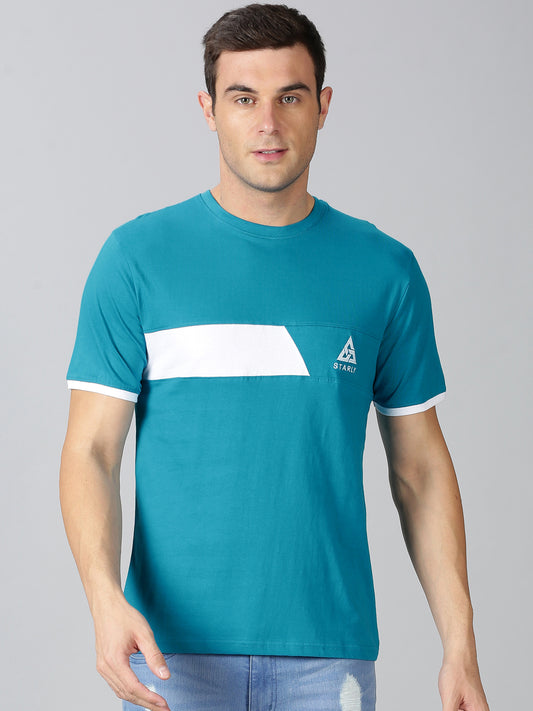 ColourBlocked T-Shirt: Aque-Blue
