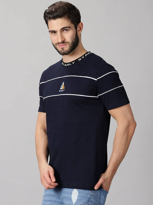 Piping Navy-Blue T-Shirt