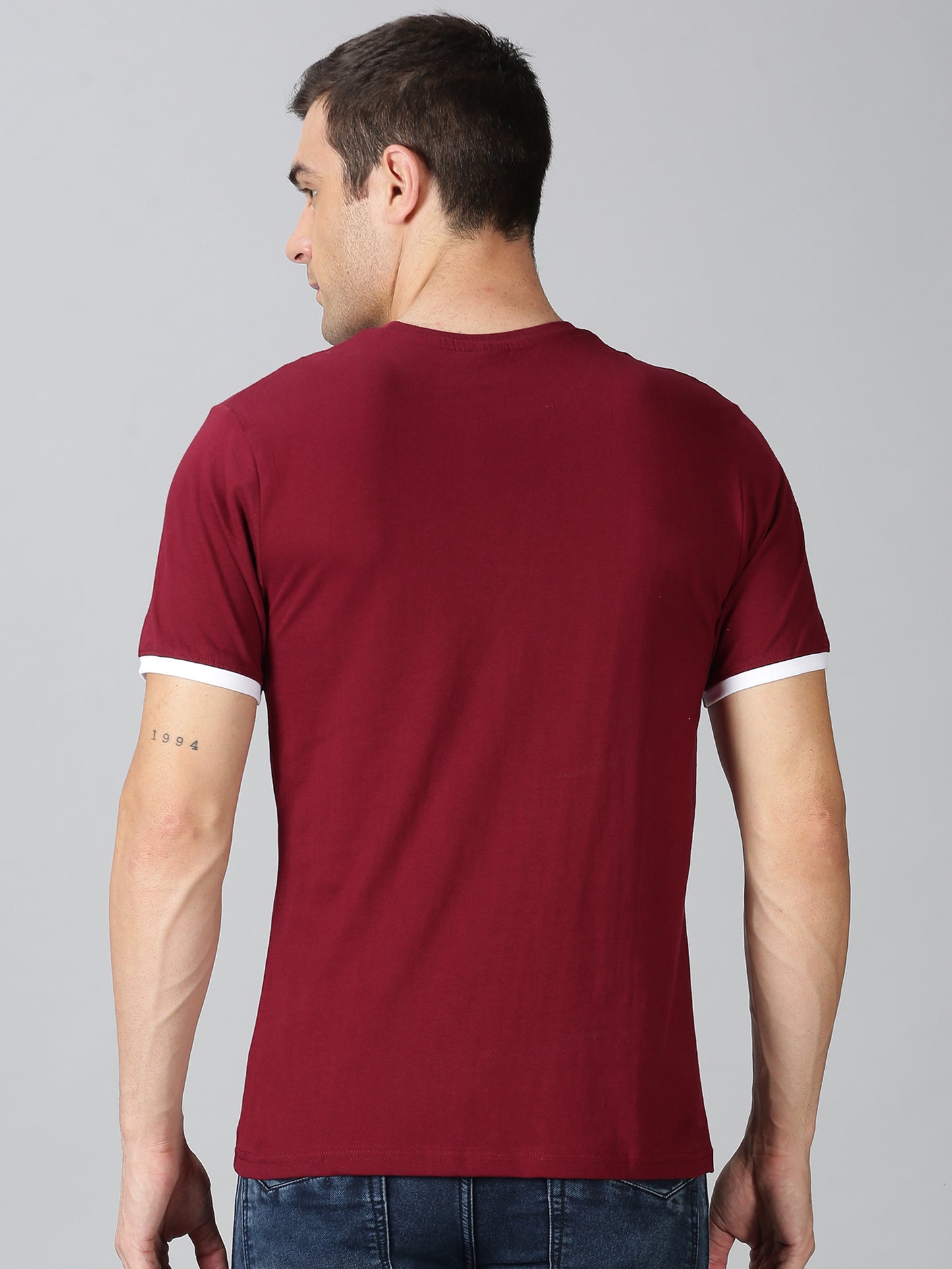ColourBlocked T-Shirt: Maroon