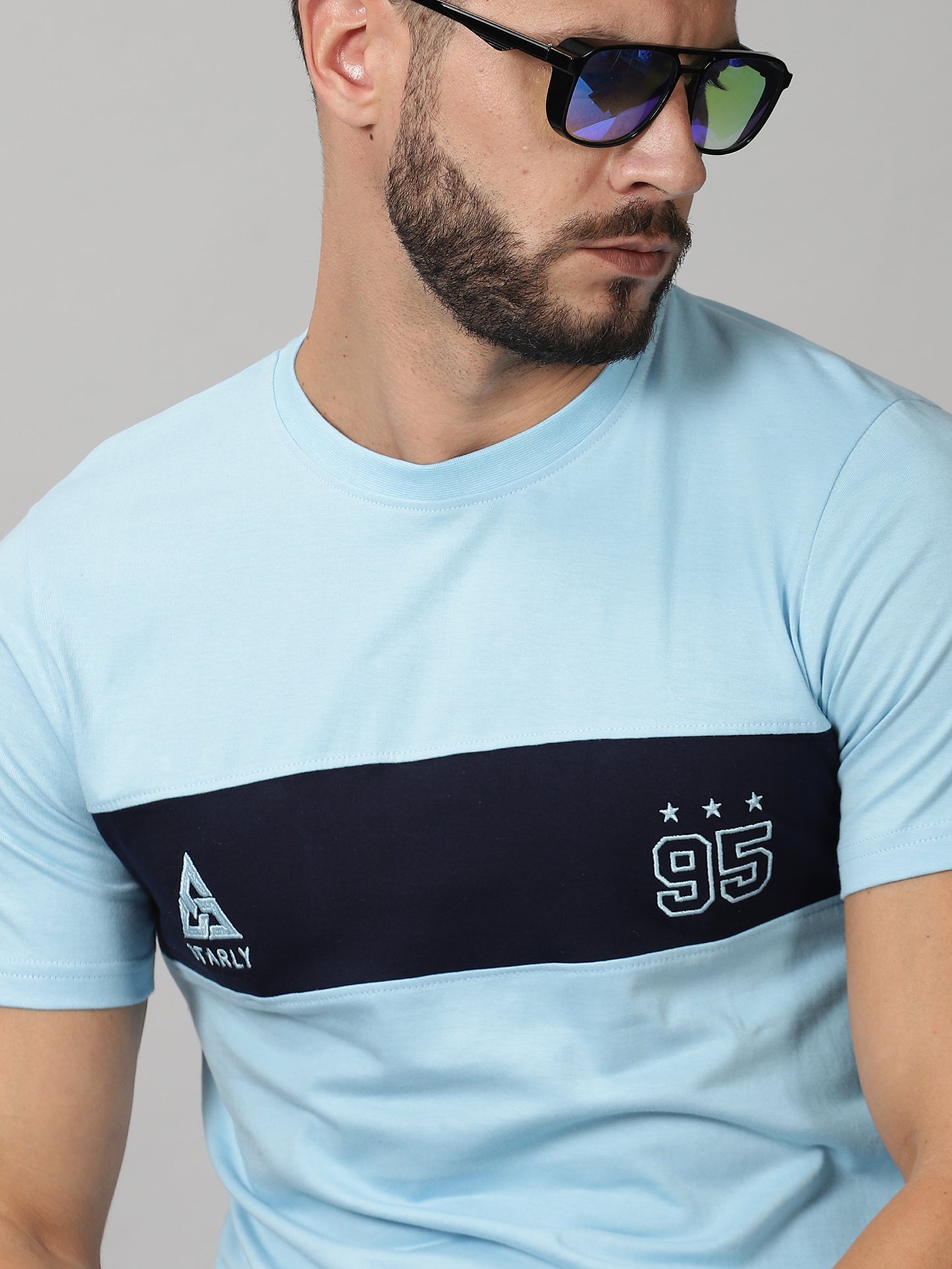 ColourBlocked T-Shirt: Sky-Blue