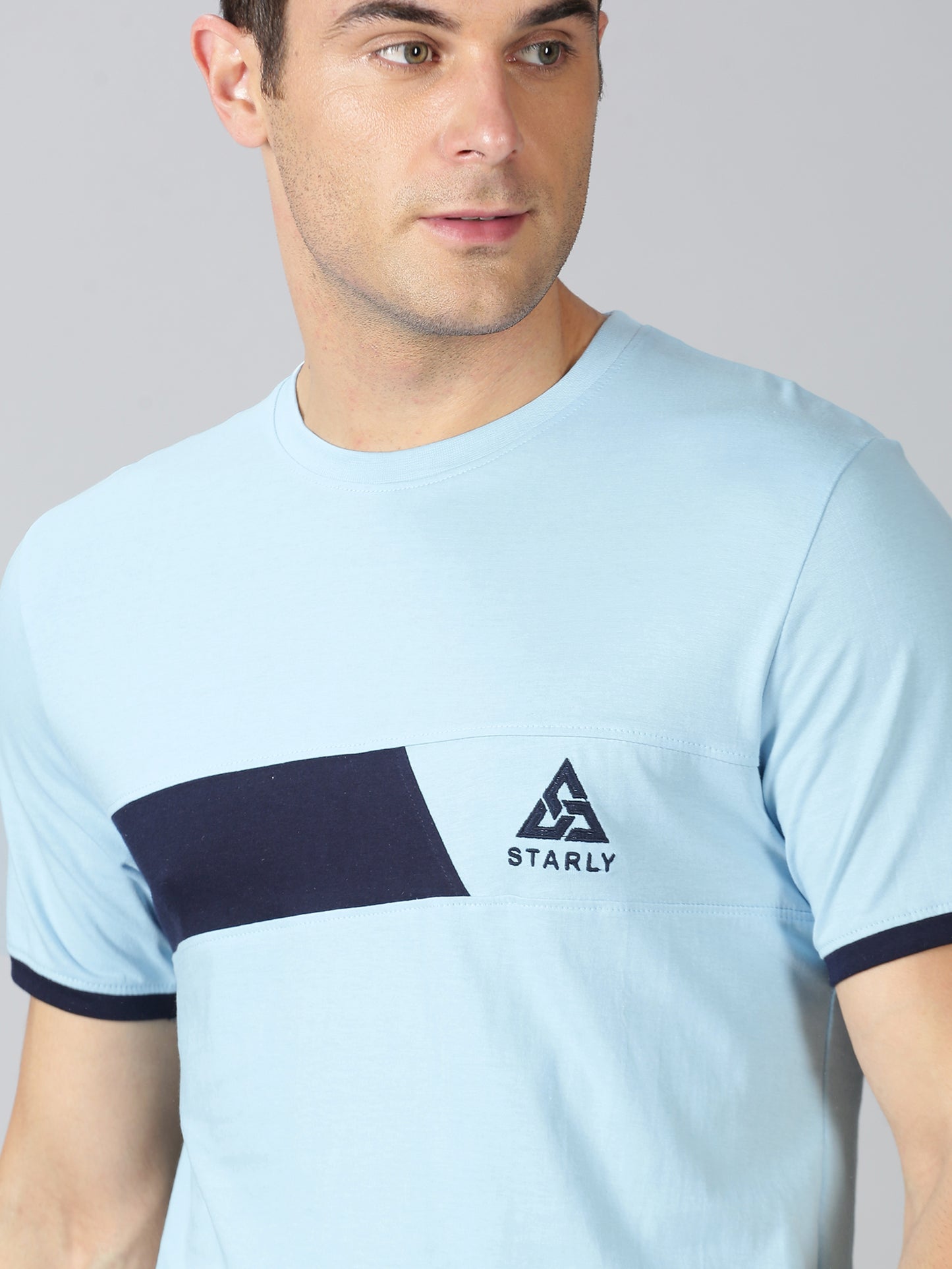 ColourBlocked T-Shirt: Sky-Blue