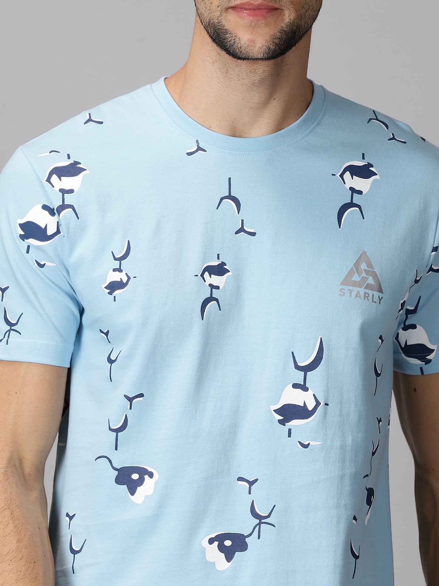 Sky Blue Printed T-Shirt