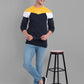 Men Navy-Blue-Coloured Colourblocked Cotton Sweatshirt